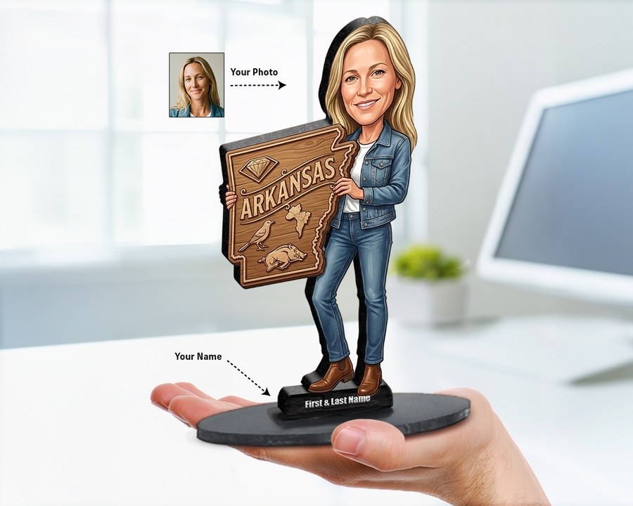 Realtor — House Sign (Female) figurine — custom personalized Business gift, premium wood 8 inches