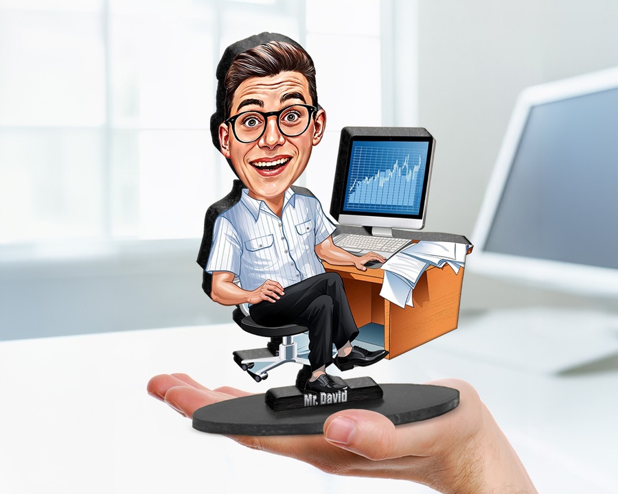 Accountant figurine — custom personalized Business gift, premium wood 8 inches