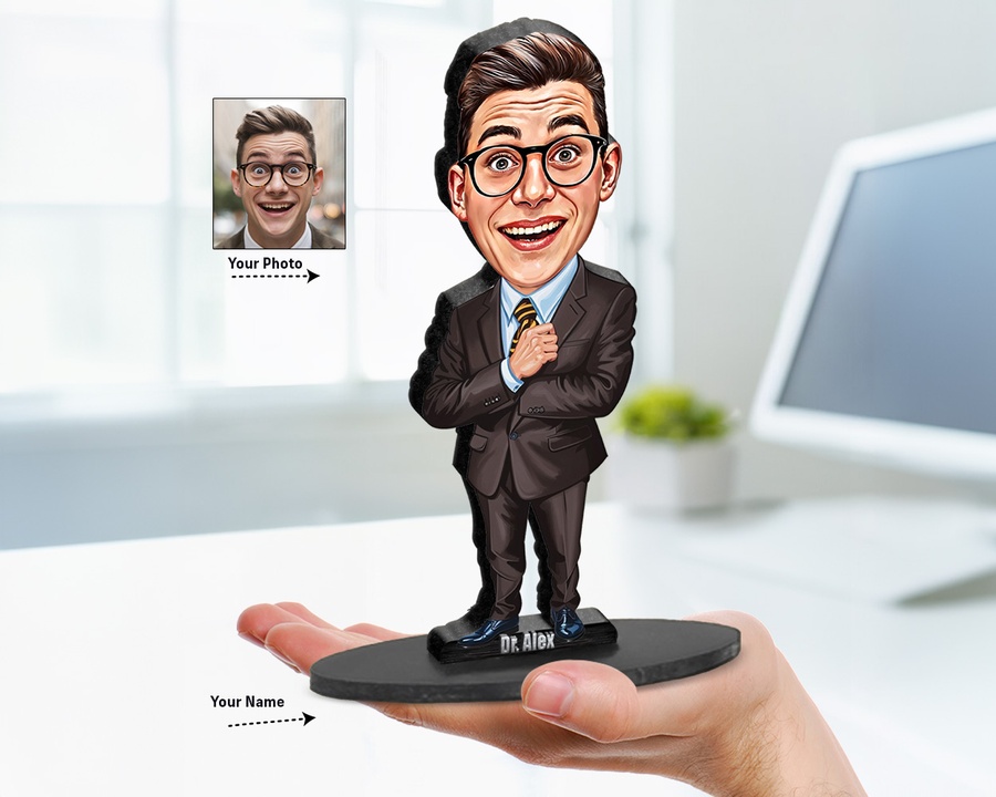 Businessman — Formal Suit figurine — custom personalized Business gift, premium wood 8 inches