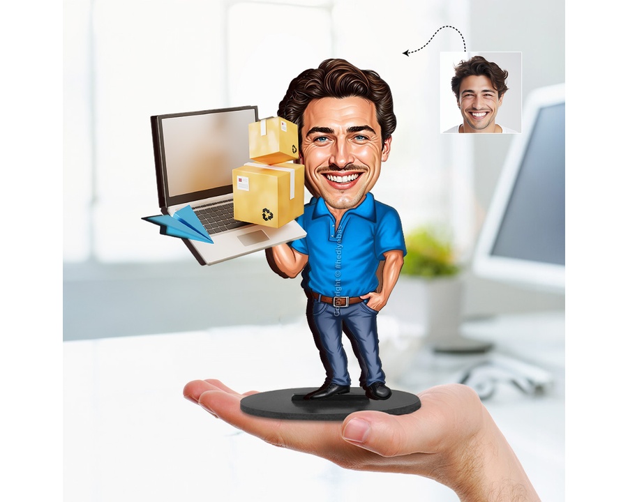 Logistics Worker figurine — custom personalized Business gift, premium wood 8 inches