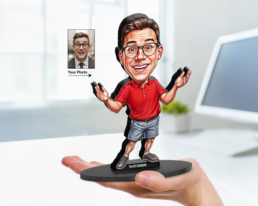 Soccer Player — Red Jersey figurine — custom personalized Sport gift, premium wood 8 inches