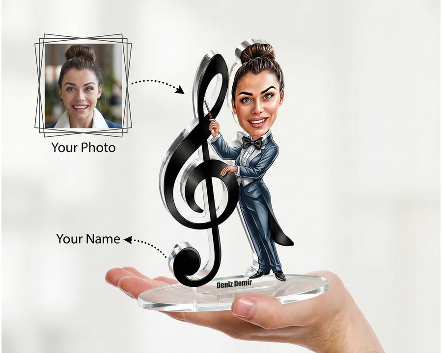 Orchestra Conductor (Male) figurine — custom personalized Music gift, premium wood 8 inches
