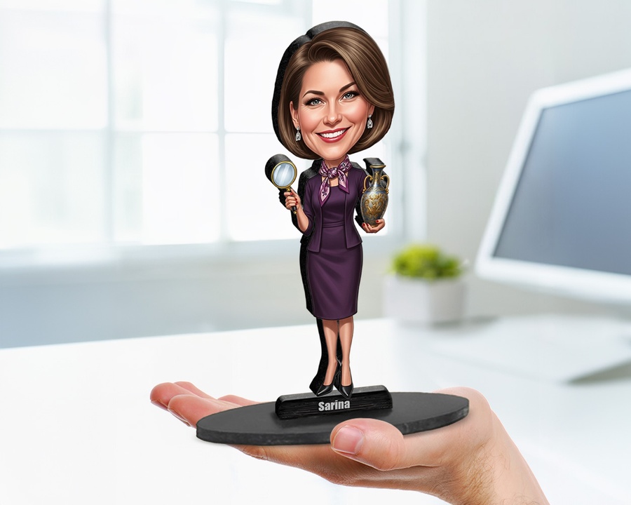 Antiques Dealer figurine — custom personalized Business gift, premium wood 8 inches