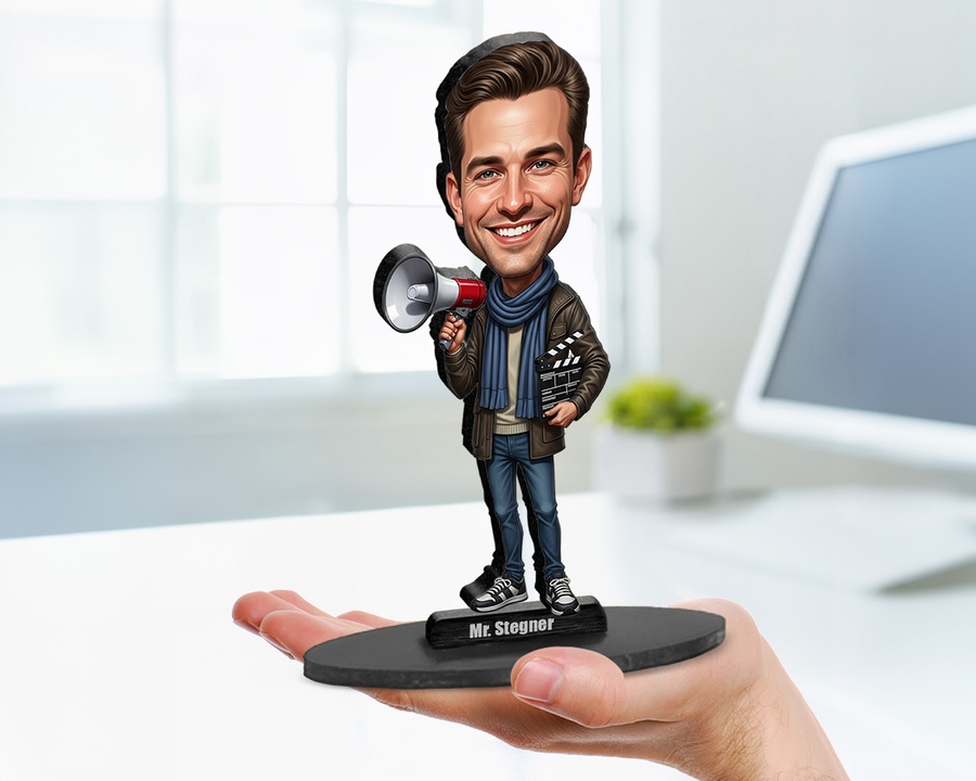Film Director figurine — custom personalized Business gift, premium wood 8 inches