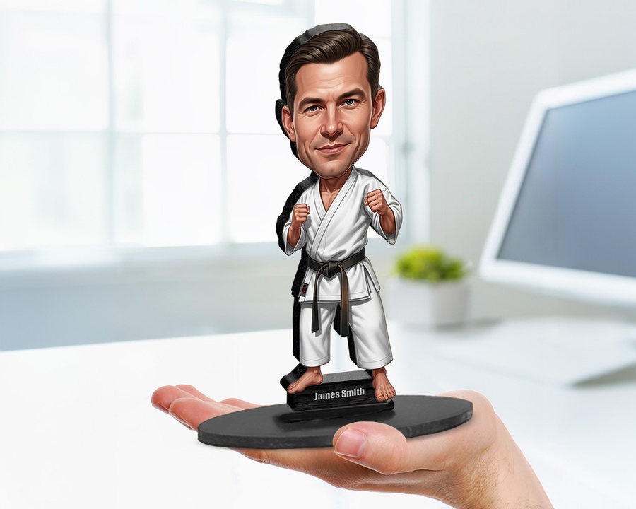 Karate Martial Artist figurine — custom personalized Sport gift, premium wood 8 inches