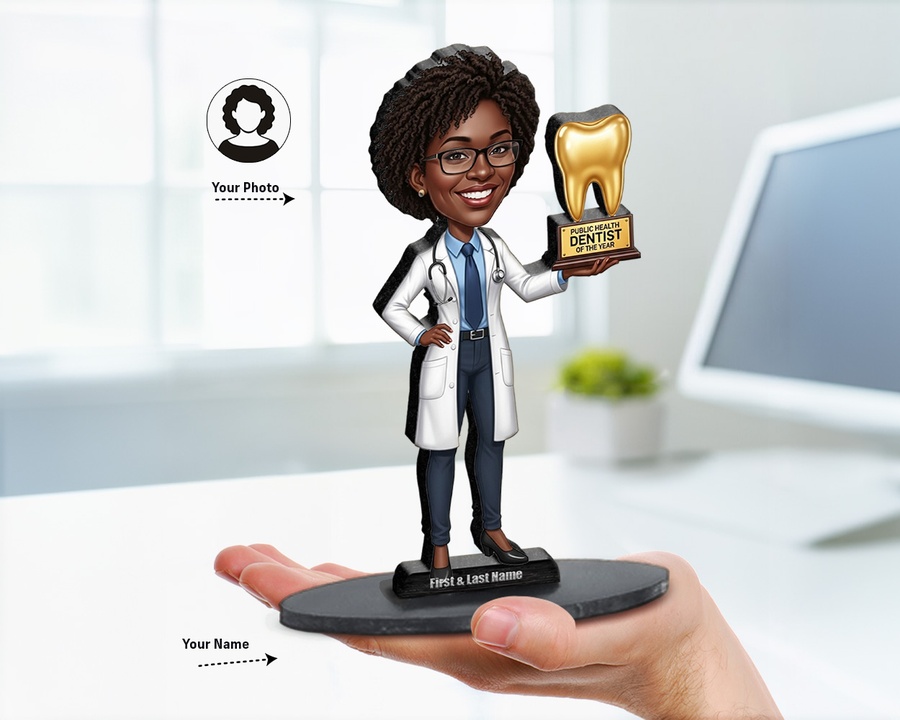 Doctor — Award Trophy figurine — custom personalized Healthcare gift, premium wood 8 inches