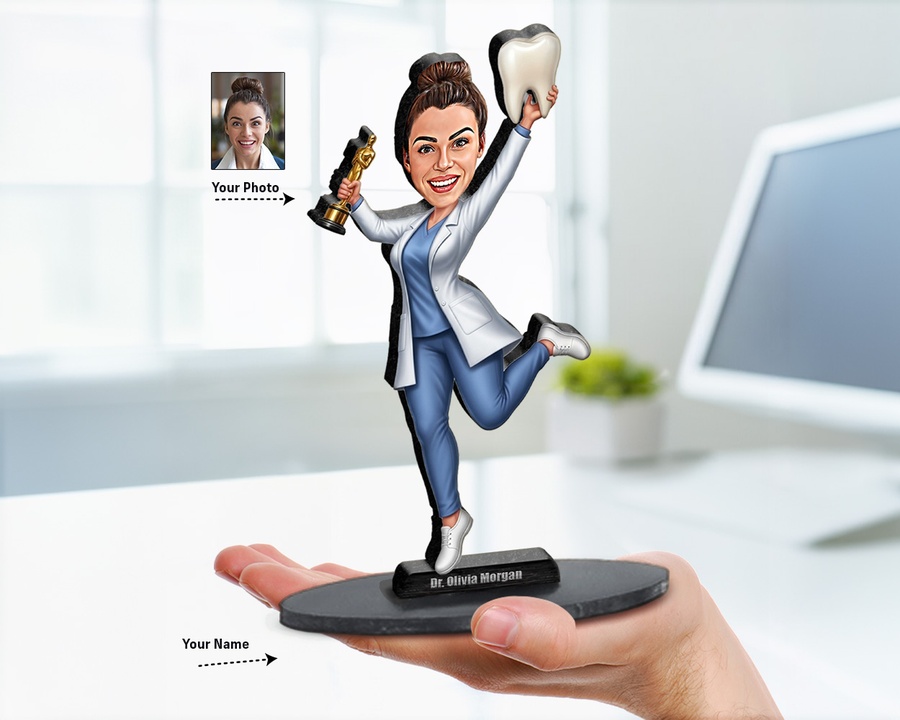 Doctor — Award Trophy figurine — custom personalized Healthcare gift, premium wood 8 inches