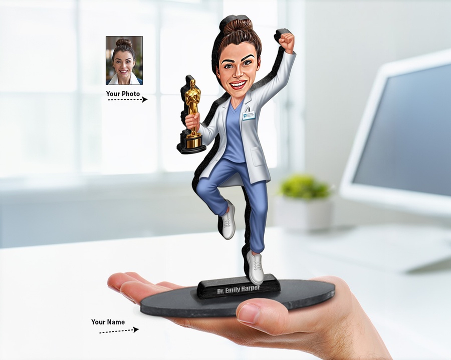 Orthodontist (Female) figurine — custom personalized Healthcare gift, premium wood 8 inches