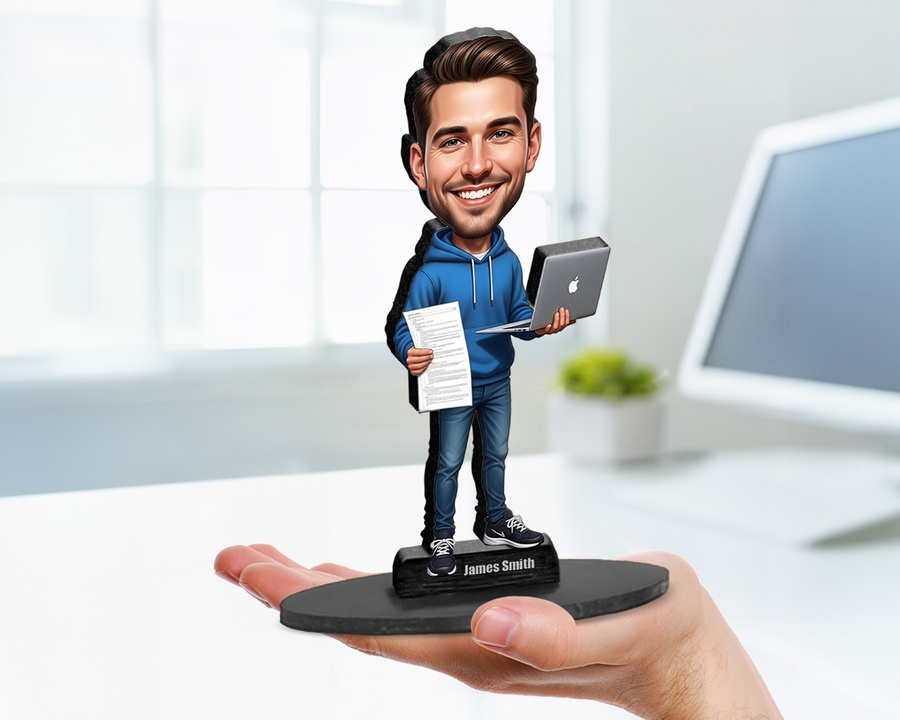 Software Developer figurine — custom personalized Business gift, premium wood 8 inches