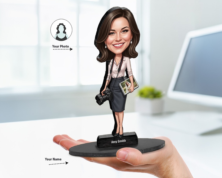 Wedding Photographer figurine — custom personalized Business gift, premium wood 8 inches