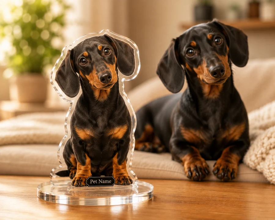 Dachshund figurine — custom personalized Pets gift, premium wood 8 inches
