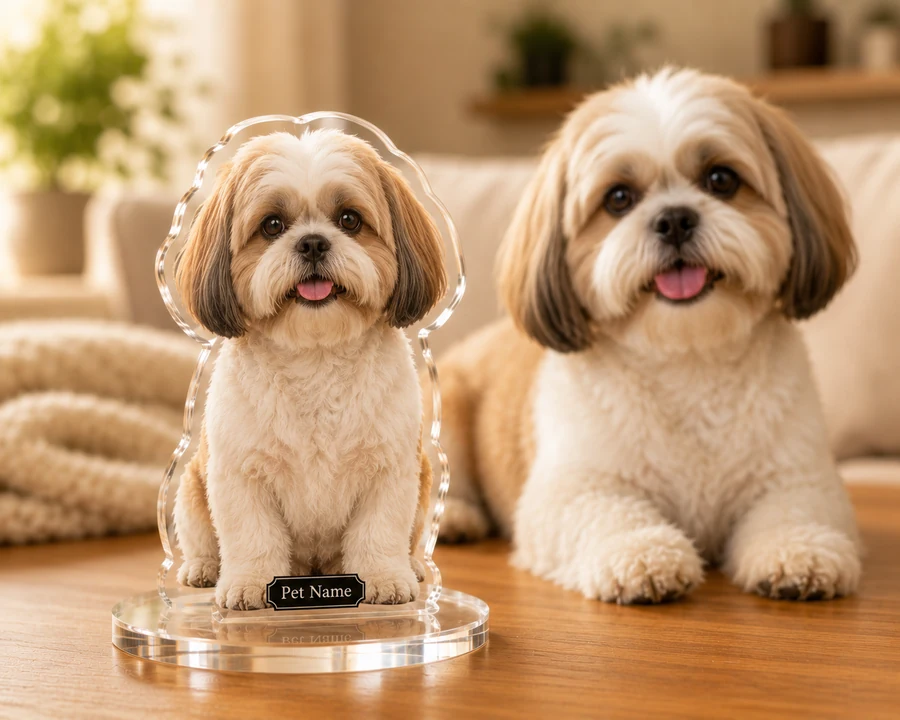 Shih Tzu figurine — custom personalized Pets gift, premium wood 8 inches