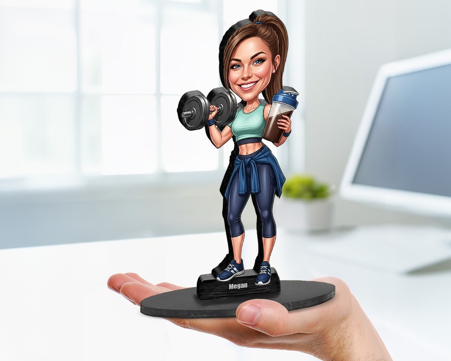 Fitness Coach (Female) figurine — custom personalized Sport gift, premium wood 8 inches