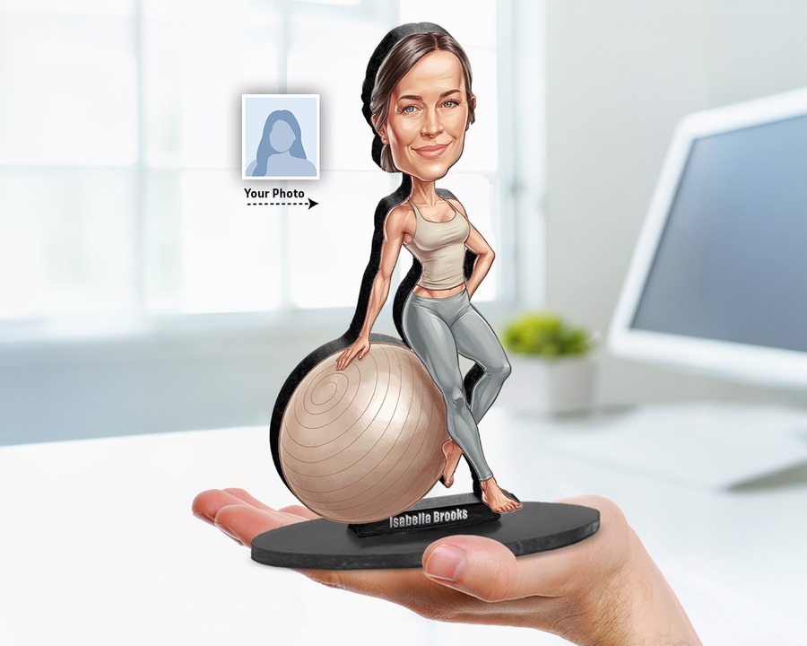 Fitness (Female) figurine — custom personalized Sport gift, premium wood 8 inches