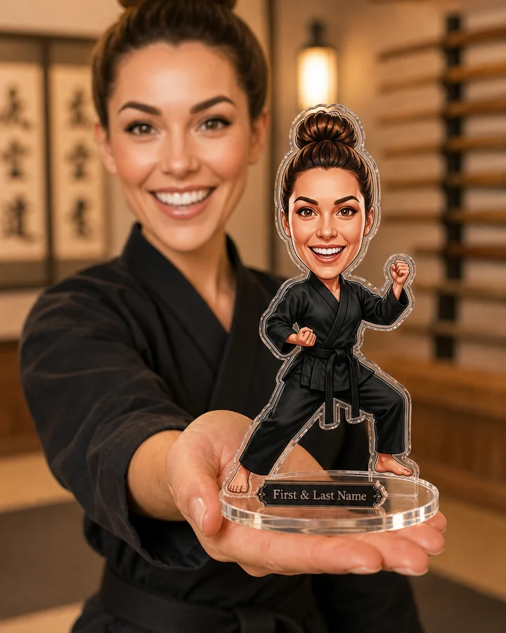 Karate (Female) figurine — custom personalized Sport gift, premium wood 8 inches