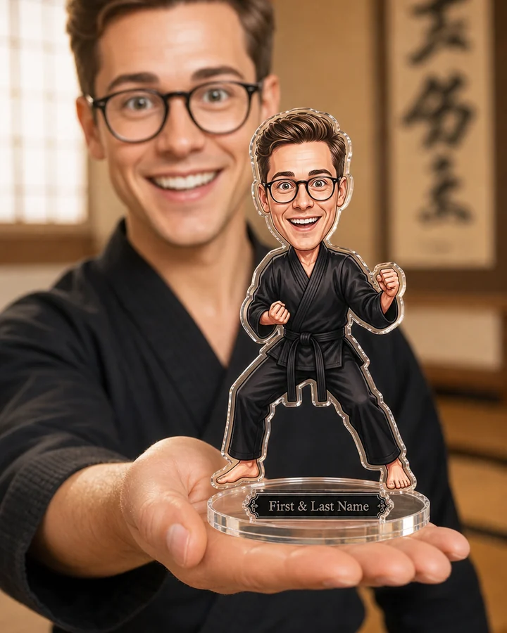Karate (Male) figurine — custom personalized Sport gift, premium wood 8 inches