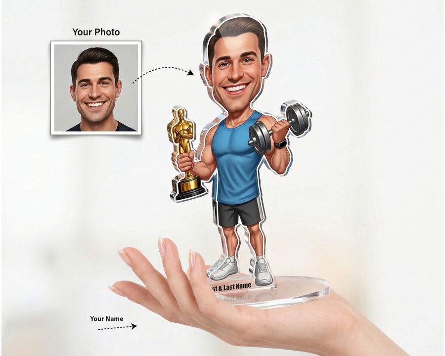 Personal Trainer figurine — custom personalized Sport gift, premium wood 8 inches