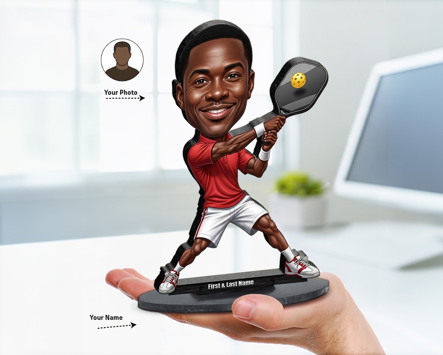 Pickleball Player (Male) figurine — custom personalized Sport gift, premium wood 8 inches