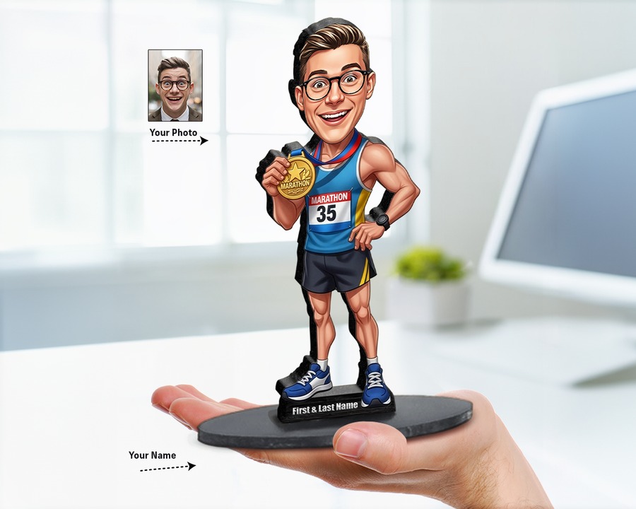 Runner figurine — custom personalized Sport gift, premium wood 8 inches