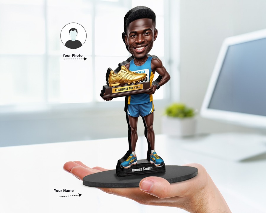Runner figurine — custom personalized Sport gift, premium wood 8 inches