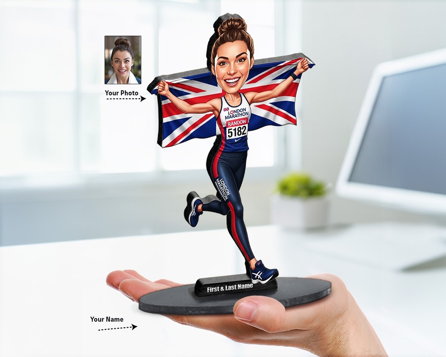 Runner figurine — custom personalized Sport gift, premium wood 8 inches
