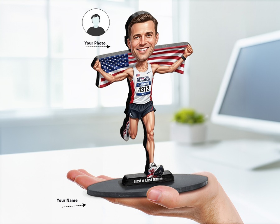 Runner figurine — custom personalized Sport gift, premium wood 8 inches