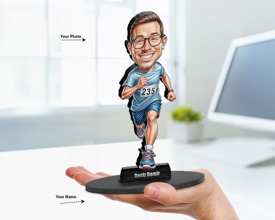 Runner (Male) figurine — custom personalized Sport gift, premium wood 8 inches