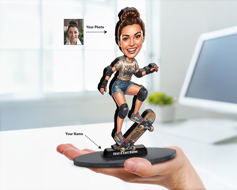 Skateboarder figurine — custom Sport gift
