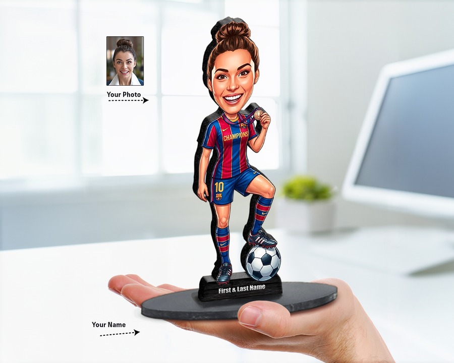 Soccer Player figurine — custom personalized Sport gift, premium wood 8 inches