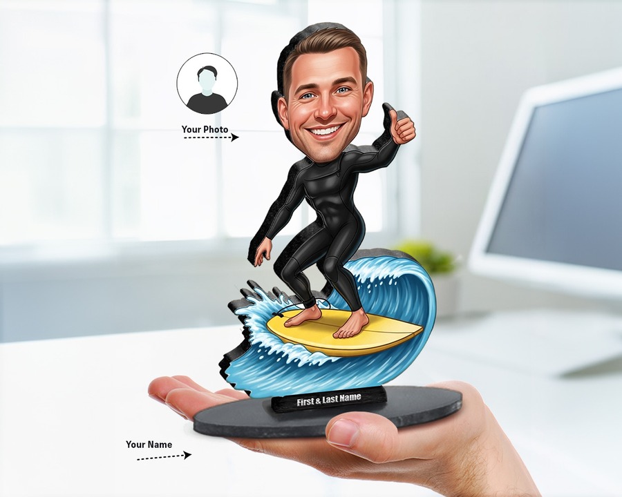 Surfer figurine — custom Sport gift