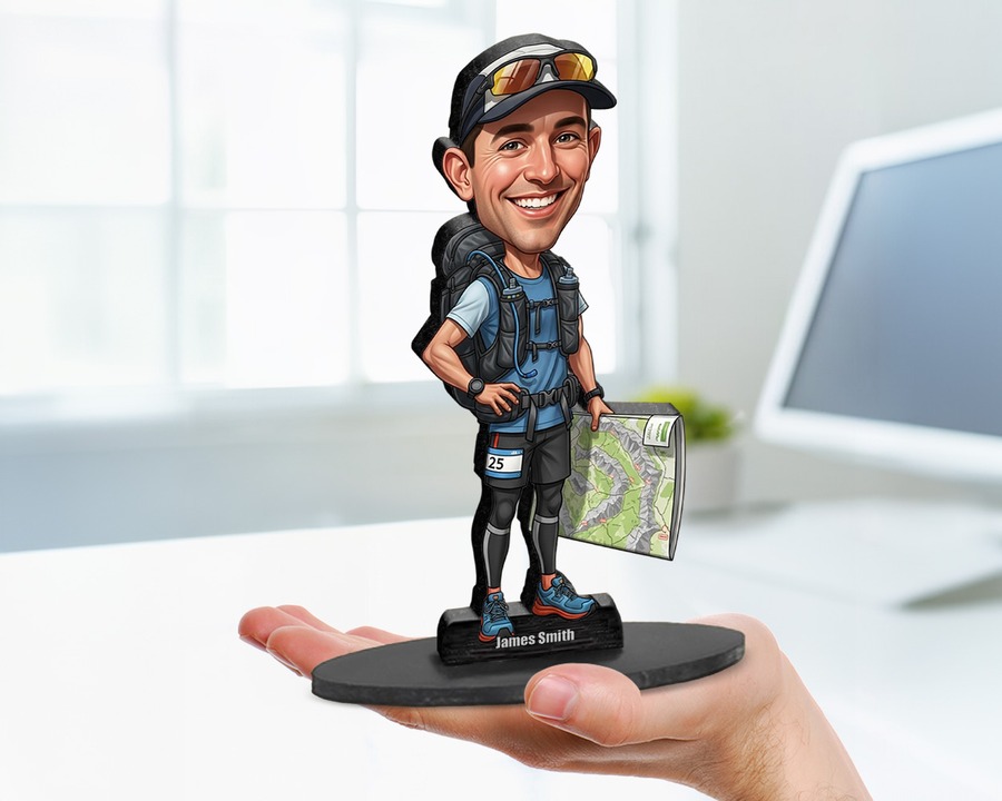 Trail Runner figurine — custom personalized Sport gift, premium wood 8 inches