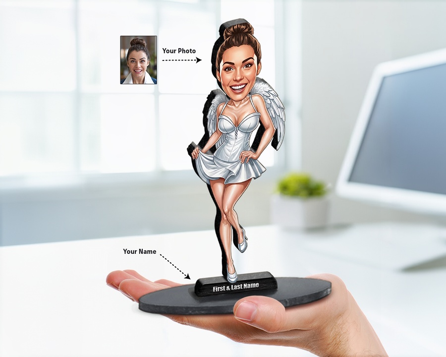 Office Woman figurine — custom personalized Business gift, premium wood 8 inches