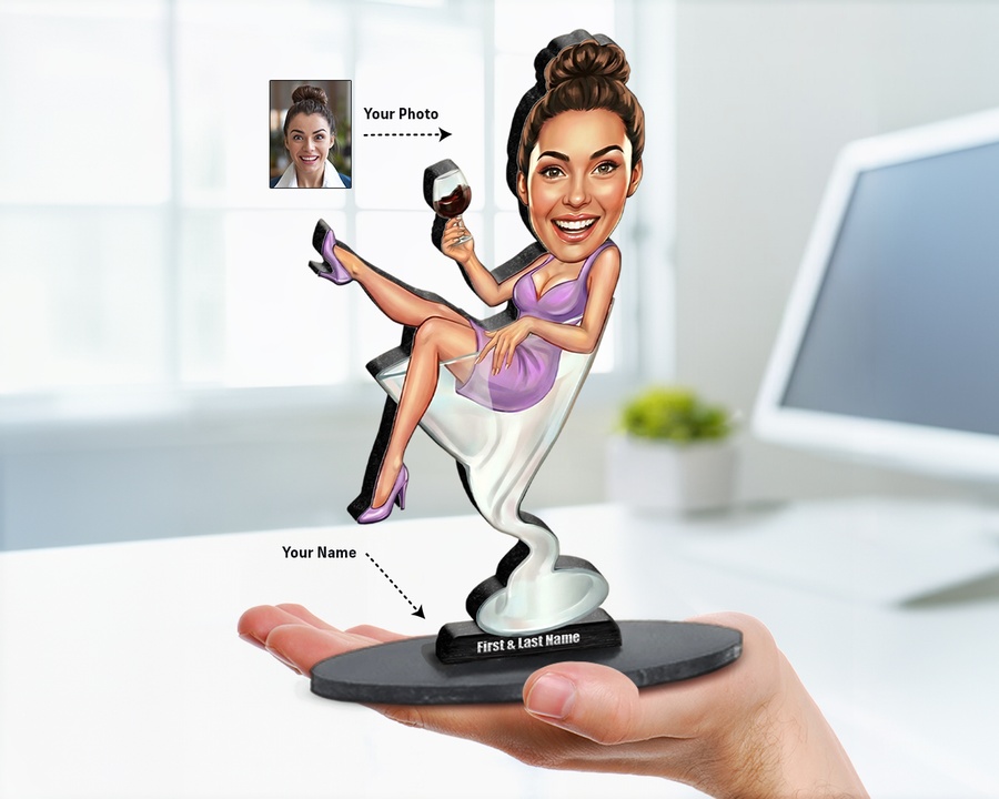 Yoga Girl — Meditation figurine — custom personalized Sport gift, premium wood 8 inches